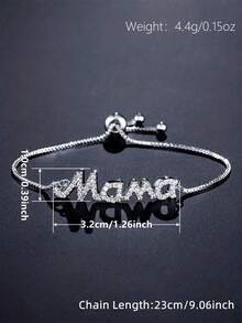 1 PC Romantic Cubic Zirconia Bracelet For Women For Mother's Day Gift Party Jewelry - Silver - View 4