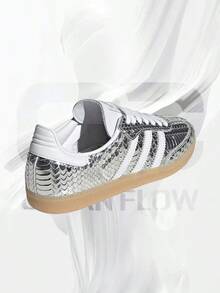 Adidas Samba Patent Snakeskin Silver Metallic (Women's)– Women's Lifestyle Sneakers – Shoes For Woman -Vintage -Spring & Summer-Inspired Running Shoes, Shock-Absorbing Comfort, Gym To Streetwear Casual Wear-Easter Gift–IH9016 - Silver Metallic/Footwear White/Gum Three - 查看 3
