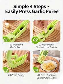 1pc Multi-Function Manual Garlic & Ginger Press, 2-In-1 Handheld Garlic Mincer, Easy Clean Kitchen Tool - Multicolor - View 6