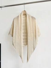 1pc Women's Solid Color Knitted Breathable Triangular Lightweight Decorative Elegant Bohemian Style Triangular Shawl, Beach/Travel, Spring/Summer/Autumn, Holiday, - Multicolor - View 17
