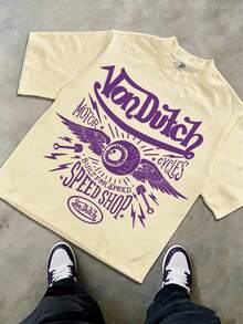 [Cotton T-Shirt] Tween Boy Cotten Clothes,Y2K-Inspired Letter Print T-Shirt - Casual Crew Neck, Short Sleeve, Machine Washable - Perfect For Spring/Summer/Fall,Fashion, Streetwear, Unisex, Men, Women - 杏色 - 查看 4