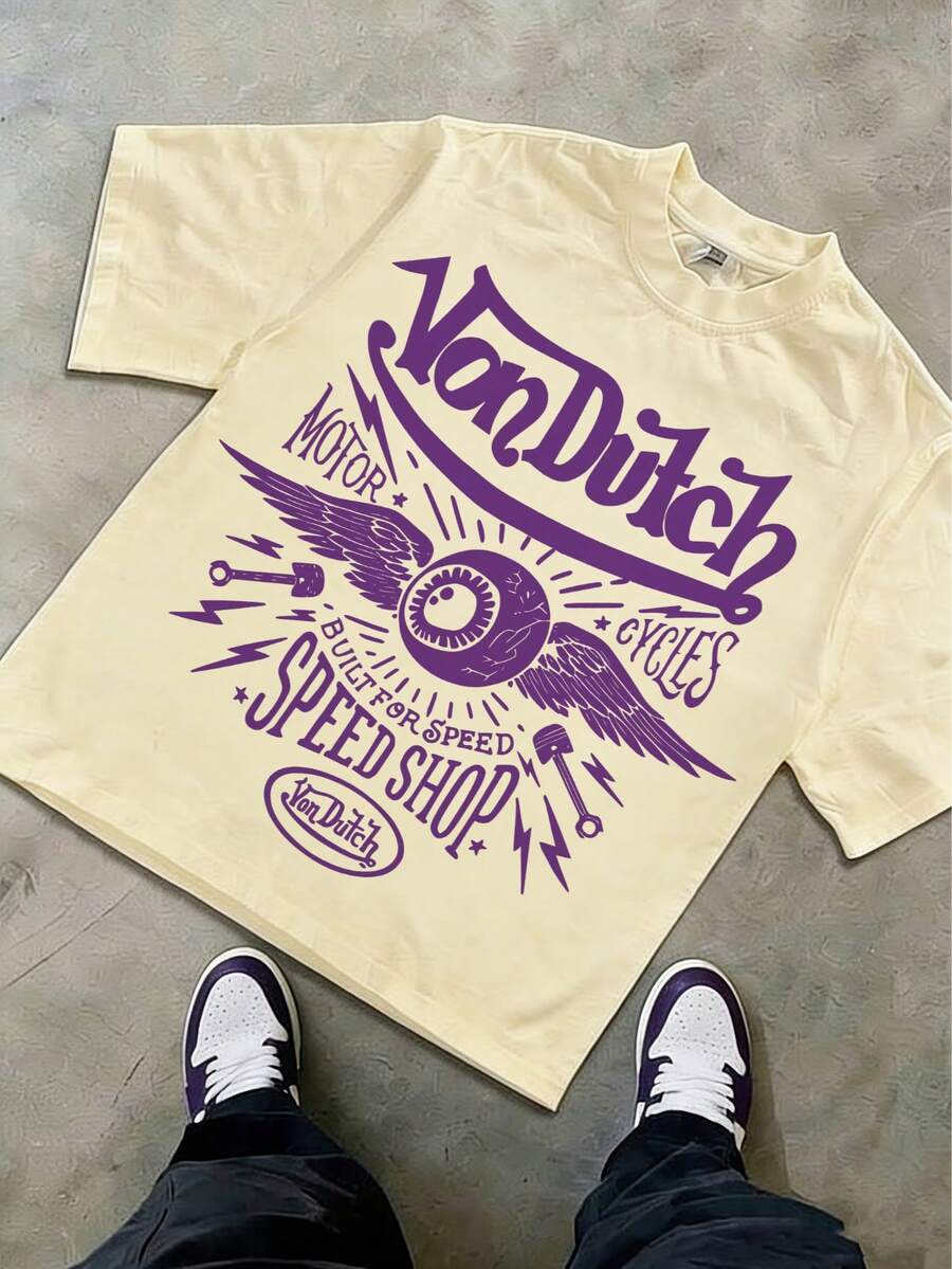 [Cotton T-Shirt] Tween Boy Cotten Clothes,Y2K-Inspired Letter Print T-Shirt - Casual Crew Neck, Short Sleeve, Machine Washable - Perfect For Spring/Summer/Fall,Fashion, Streetwear, Unisex, Men, Women - 杏色 - 查看 1