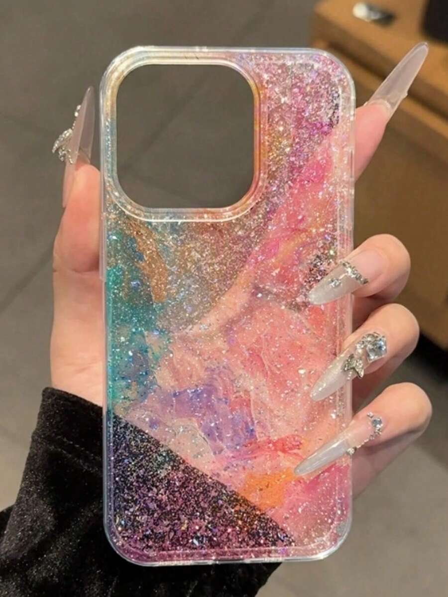 Sequins,Diamond 1pc Fashion Transparent Glitter Soft Case For IPhone17 11 12 13 14 15 16 17Pro Max 17pro 16Plus 14promax Sparkling Bling Ultra Slim TPU Cover - Multicolor - View 1
