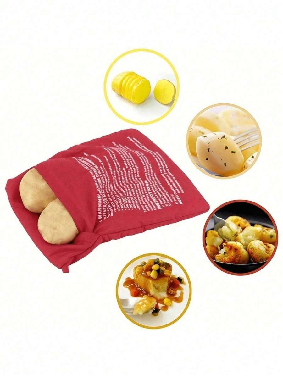 1 túi nướng khoai tây dùng trong lò vi sóng - Giải pháp nướng khoai tây nhanh chóng và tiện lợi bằng lò vi sóng, túi nướng khoai tây có thể giặt được, phụ kiện nhà bếp khách sạn. - Đỏ - Xem 1