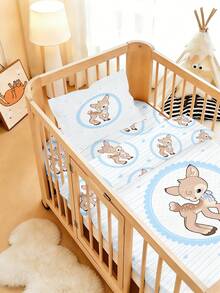 Bộ chăn ga gối cho bé hình hươu, mềm mại, thoáng khí, hai mặt, dùng được cả bốn mùa, kèm vỏ gối, họa tiết hươu con dễ thương, có thể giặt máy, thích hợp cho bé trai và bé gái sơ sinh, món quà tuyệt vời cho lễ tắm bé. - Nhiều màu - Xem 3