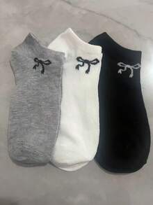 3/9/15 Pairs Women Bowknot Low Cut Invisible Socks, Casual Daily Wear Cute Minimalist Design, Soft Breathable Loafer Socks, Suitable For Spring, Summer, Autumn - Invisible Socks - View 10