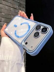 1个透明手机壳，兼容 17、16、15、14、13、12、11、16 Pro Max、16 Plus、15 Pro、17 Pro Max、14 Plus，支持MagSafe磁吸功能，带金属支架和镜头 - 淺藍色 - 查看 1