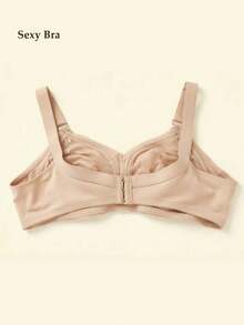 1 pieza Sujetador inalámbrico de encaje ultradelgado para mujer, estilo minimalista sexy y transpirable, talla grande para dormir, usar en casa, oficina y exteriores - Beis - Ver 9
