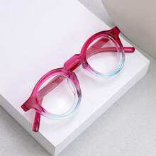 2pcs Ombre Round Frame Reading Glasses, Women's High Definition Eyewear, 2-Pack, Versatile Daily Accessory - Blue + Pink - View 5