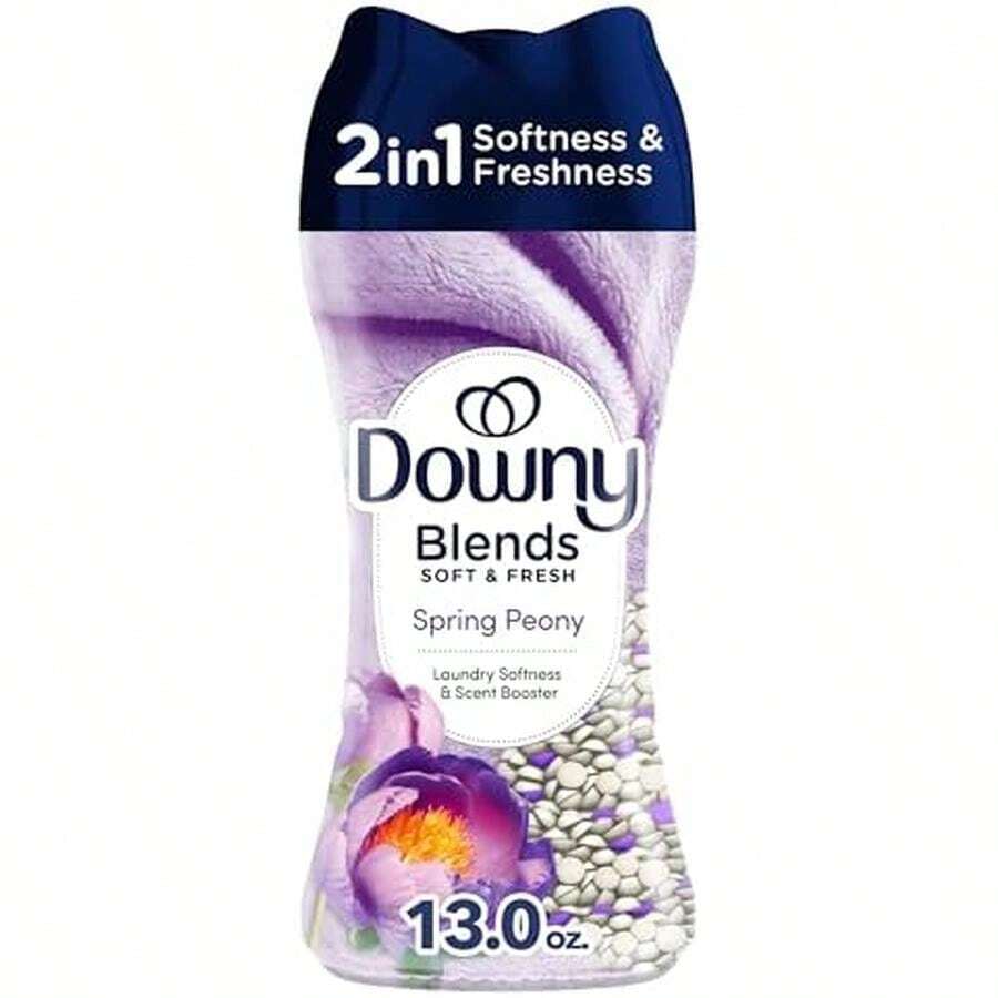 Downy Blends 2-In-1 Soft & Fresh Laundry Scent Booster Beads, Spring Peony Scent, 24.5 OZ, Laundry Softness And Scent Booster - Hoa mẫu đơn mùa xuân - 13 ounce (Gói 1) - Xem 1