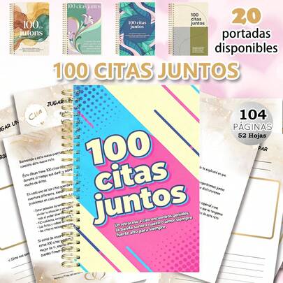 Diario de 100 citas del lenguaje del amor de la pareja (versión en español) - Seguimiento de recuerdos de la relación y planificación de aventuras, cuaderno de espiral sin fecha tamaño A5, regalo conmemorativo para aniversario de bodas