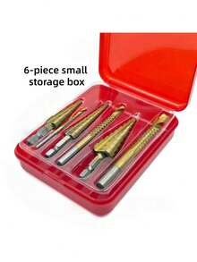 6pcs Titanium Coated High Speed Stepped Drill Bit Set, High Precision Titanium Alloy Countersink Drill Bits, Multi-Size, Multi-Purpose Drilling Tool For Wood, Metal And Plastic Materials, Ideal For Woodworking, Metalworking And Home Improvement - Gold - View 12