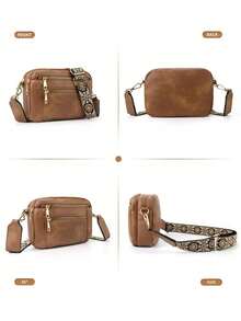 Bohemian Crossbody Purse For Women, Small Boho Style Crossbody Bags  Vegan PU Leather With Adjustable Shoulder Strap, Women's Shoulder Bag, Handbag, Vintage Design, Lightweight & Spacious, Perfect For Daily Use - Màu đen tuyền - Xem 7