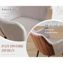 Dining Chairs Set Of 2 Linen Kitchen Side Chair For Dining Room Modern Corner Chair With Metal Legs Beige-2(Linen ) - Beige-2(linen) - View 4