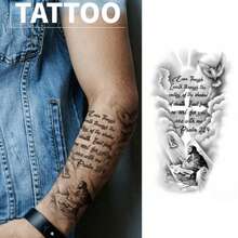 Soul Cross Temporary Tattoo - Lasts 1-2 Weeks, Realistic Bible Verse Design Including Psalm 23:4, Intricate Pattern, Herbal Formula - Halloween - View 6