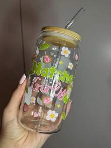 1 Bộ Ly Matcha Thủy Tinh Có Ống Hút, Hình Hũ Có Nắp và Ống Hút, Dung Tích Lớn 16.91oz (khoảng 473ml), Ly uống lạnh, Thích Hợp Cho Cà Phê, Matcha, Nước Ép, Các Loại Đồ Uống, v.v. - Nhiều màu - Xem 11