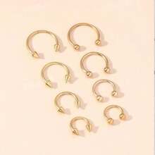 8个不锈钢C形鼻环 - 金黃色 - 查看 5