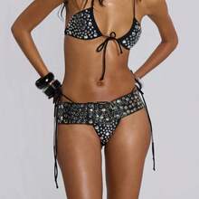 Y3k朋克铆钉重型潮流宽腰带，千禧艾比涩谷个性化D.I.A皮革腰带 - 黑色 - 查看 1