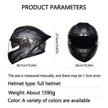 1 pieza Casco de motocicleta de cara completa con alerón grande y aerodinámico, equipo de conducción unisex para todas las estaciones - Espejo a color 703 - Ver 2