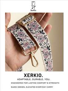 可调节宽肩带，金属配件，雏菊图案，女士手提包肩带 - 彩色 - 查看 2