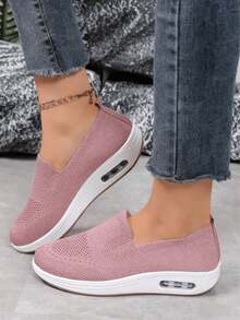 2026 New Summer Women's Half-Linen Slip-On Shoes, Featuring Soft Soles, Breathable Mesh Design, Casual Comfort, Non-Slip, Lightweight, And Odor-Resistant Properties. - 粉色 - 查看 1