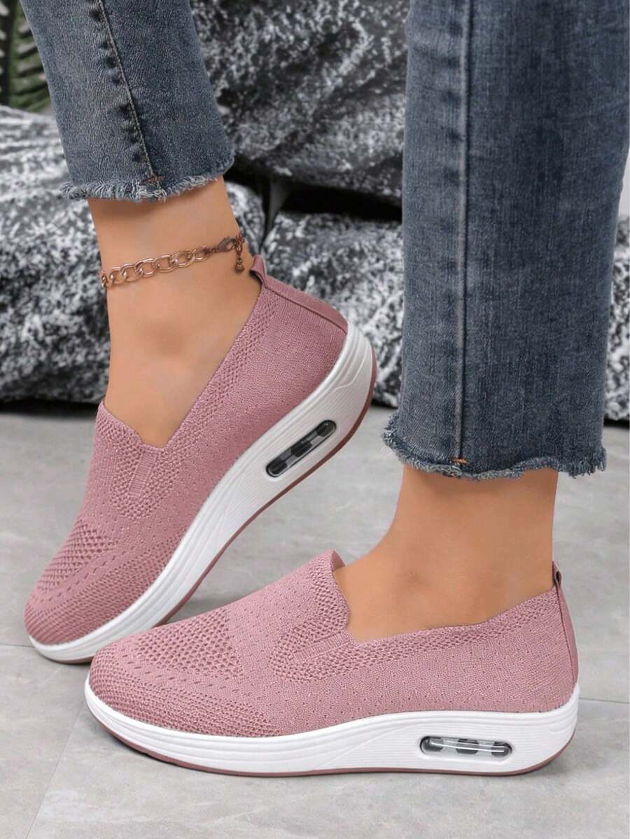 2026 New Summer Women's Half-Linen Slip-On Shoes, Featuring Soft Soles, Breathable Mesh Design, Casual Comfort, Non-Slip, Lightweight, And Odor-Resistant Properties. - 粉色 - 查看 1