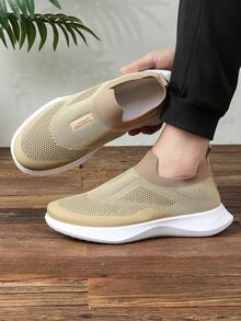 Giày lười nam thoáng khí mới, chất liệu lưới dệt kim nhẹ, đế mềm, kiểu dáng thường ngày, đa năng. - màu nâu - Xem 6
