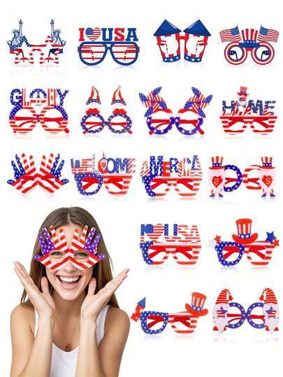 12 Adet Amerikan Bayrağı Şeklinde Gözlük, 4 Temmuz Partisi İçin Vatansever Tarzda, Kırmızı Beyaz Mavi Çizgili ve Yıldızlı Moda Güneş Gözlüğü, Bağımsızlık Günü Anma Partisi Malzemeleri, Vatansever Tatil Partisi Hediyeleri, Fotoğraf Aksesuarları
