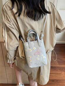 2026 Summer New Chinese Embroidery Bow Mini Shoulder Bag, Minimalist Small Square Crossbody Bag For Women - Silver - View 10