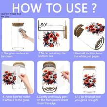4 PIEZAS Pegatinas de transferencia UV con estampado de flores silvestres en acuarela para vasos Libbey de 16 onzas, pegatinas de transferencia DIY para decorar vasos de vidrio, pegatinas impermeables para botellas - Multicolor - Ver 2