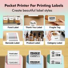 ORICO - Printer Mini Portabel, Printer Label Termal Mini, Printer Termal Portabel, Dilengkapi Kertas Cetak Termal, Mendukung Pencetakan Foto dan Label, Printer Bluetooth Tanpa Tinta, Cocok untuk Mencetak Gambar, Foto, Buku Harian, Sangat Cocok untuk Perlengkapan Sekolah DIY - Stiker Gulungan PK+1 - View 11