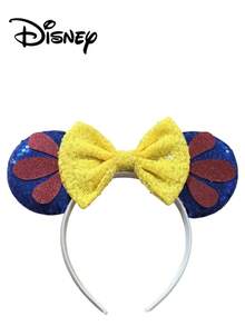 Disney 1个蓝黄亮片发箍，节日派对头饰，趣味拍照道具，适合生日派对和复活节活动，可爱卡通蝴蝶结发饰，公主装扮装饰发箍发圈，夏季、假日、旅行 - 彩色 - 查看 1