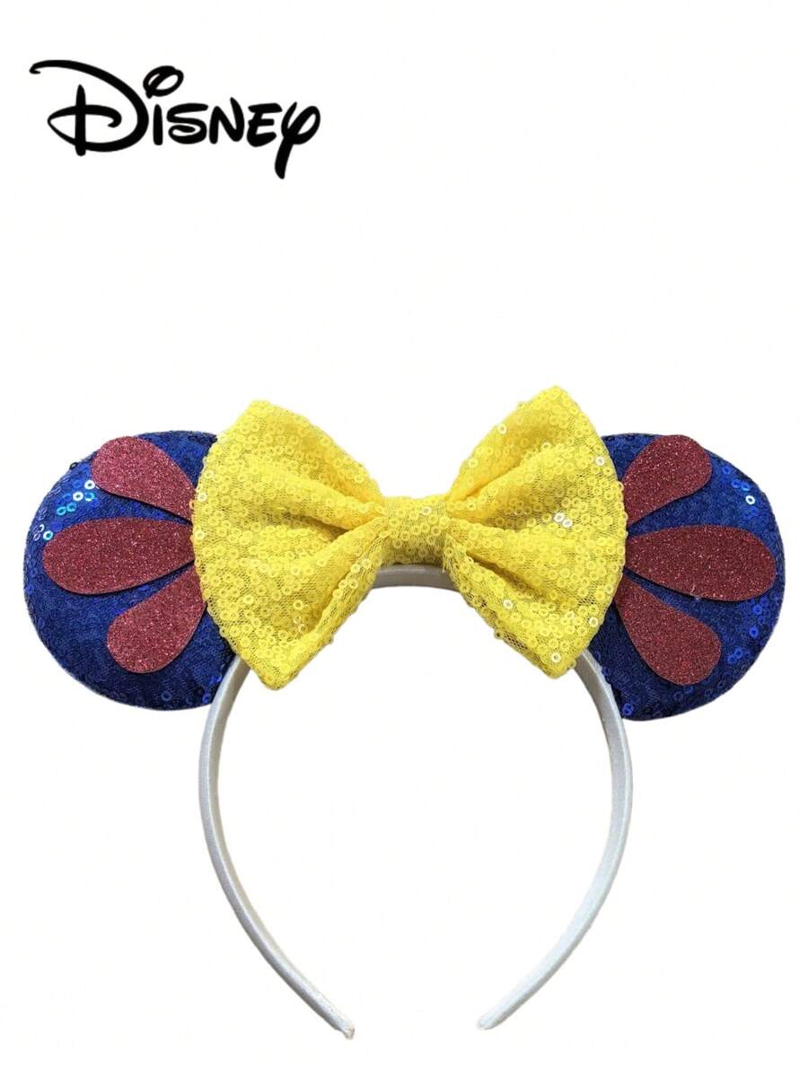 Disney 1个蓝黄亮片发箍,节日派对头饰,趣味拍照道具,适合生日派对和复活节活动,可爱卡通蝴蝶结发饰,公主装扮装饰发箍发圈,夏季、假日、旅行 - 彩色 - 查看 1