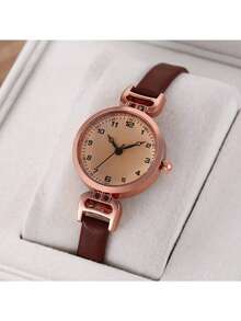 2pcs/Set Jam Tangan Quartz Wanita Elegan & Modis, Set Jam Tangan Gaya Kasual - Rose Gold - View 6