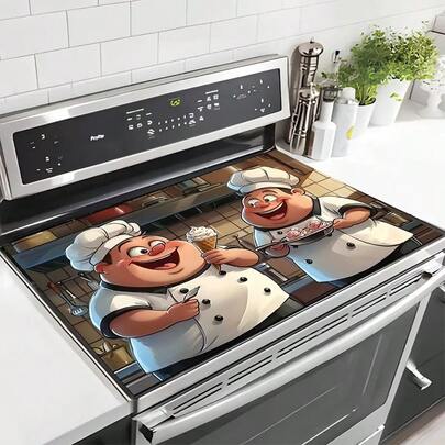 1 tấm lót thấm hút bát đĩa, tấm bảo vệ mặt bếp, thảm thấm hút hình đầu bếp kem, phù hợp với đế máy pha cà phê và mặt bếp kính, thảm thoát nước đa năng, quà tặng gia đình.
