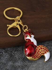 1 PC Fashionable And Cute Alloy Enamel Fox Keychain With Exquisite Style. Suitable For Both Men And Women. A Bag Charm. The Perfect Gift For Friends. - Multicolor - View 4
