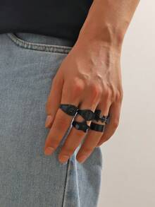 Bộ 5 chiếc nhẫn pha lê hình học, bộ nhẫn hợp kim phong cách tối giản cá nhân hóa kiểu retro. - Chiếc nhẫn đơn giản và thanh lịch - Xem 8