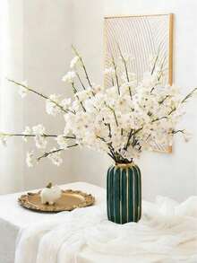 1 pieza Rama artificial de flor de ciruelo, flor artificial de 29.5 pulgadas de largo, tallo de flor, accesorio decorativo de escritorio, decoración para el hogar, boda, fiesta y regalo del Día de San Valentín - Blanco - Ver 4