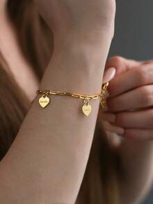 1 buc brățară personalizată cu agrafă de hârtie și pandantiv în formă de inimă, brățară personalizată gravată, bijuterii din oțel inoxidabil, poate fi personalizată cu 1-4 nume, articole personalizabile, cadouri pentru iubiți, brățări de damă, brățări personalizate, bijuterii pentru femei, cadouri personalizate de Crăciun, cadouri de aniversare, cadouri de ziua de naștere, cadouri pentru domnișoare de onoare, cadouri de Ziua Mamei, cadouri personalizate - Multicolor - Vizualizare 2