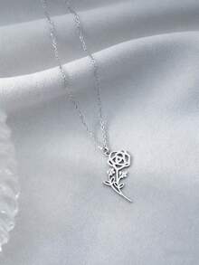 1 pieza Collar de flor de cumpleaños elegante personalizado, joyería de acero inoxidable, collar de oro y collar de plata, se puede personalizar con 1-3 flores de cumpleaños, regalos de joyería personalizada, collar de hermanas, joyería personalizada, collar de mujer, joyería de mujer, cosas personalizables, regalos de Halloween, regalos de Navidad personalizados, regalos perfectos, adecuado para uso diario - Multicolor - Ver 8