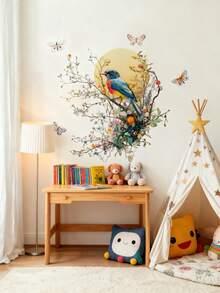 1pc Removable Wallpaper [Flowers, Birds, Deer] Decoration For Boys/Girls Room, Nursery, Living Room, Bedroom, Window - Cute Creative Wall Art Decor For Children - Multicolor - View 4