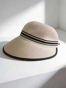 新款女士春夏宽檐帽，带头带，时尚百搭，户外旅行防晒 - A - 查看 4