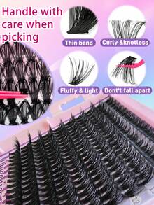 Queenice 800 Clusters Mixed-Length False Eyelashes, Including 50D, 60D, 80D, 100D Four Specifications Of Segmented False Eyelashes, Various Styles, DIY At Home, Natural And Thick Effect, Ideal For Fluffy, Dense, Voluminous And Exaggerated Makeup Looks, Perfect Gift For Mother's Day, Valentine's Day, Easter, Christmas - D - View 2