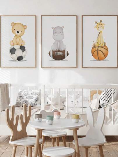 Bộ 3 tranh canvas treo tường phòng bé, tranh trang trí chủ đề thể thao cho phòng trẻ em, bộ tranh động vật hoang dã dễ thương, tranh màu nước chủ đề động vật hoang dã trang trí phòng trẻ em, tranh treo tường chủ đề thể thao, tranh trang trí chống thấm nước, quà tặng tắm bé, tranh treo tường phòng bé, tranh treo tường phòng trẻ em, poster phòng trẻ em, trang trí trường mầm non, poster phòng chơi, quà tặng cho bé.