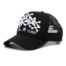 Mũ lưỡi trai nam có thể điều chỉnh, thoáng khí, in chữ, kiểu dáng thường ngày, thích hợp cho hoạt động ngoài trời. - màu đen - Xem 1