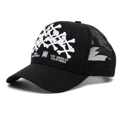 1pc Men's Adjustable Breathable Mesh Letter Baseball Cap, Casual Outdoor Style