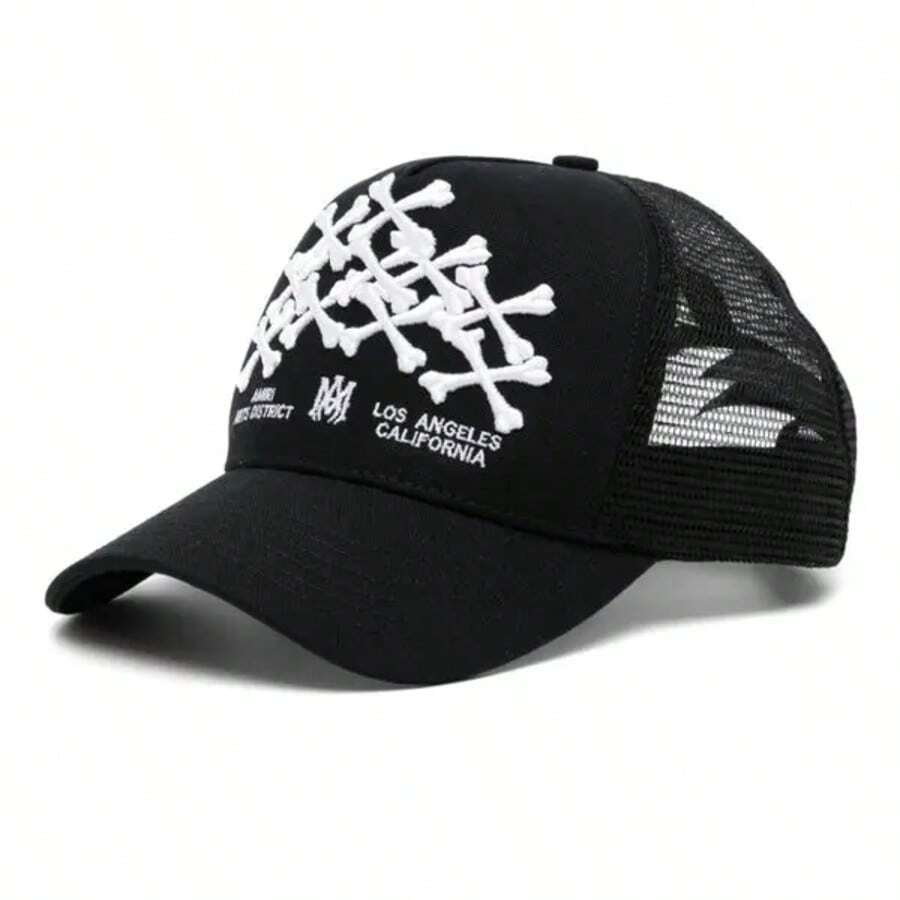 Mũ lưỡi trai nam có thể điều chỉnh, thoáng khí, in chữ, kiểu dáng thường ngày, thích hợp cho hoạt động ngoài trời. - màu đen - Xem 1