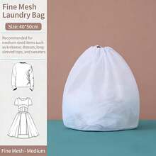 3 piezas/4 piezas/1 pieza Bolsa de lavandería con cordón, bolsa de malla gruesa, bolsa de lavado extra grande para sostenes y lencería - Blanco - Ver 9