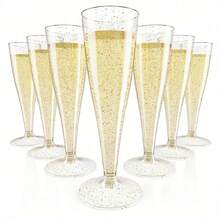 10/25/50 PCS Clear Gold Dust Bubble Cups, [Reusable] 4.5 Oz Clear Party Glasses, Perfect For Parties, Weddings And Large Celebrations. - View 13