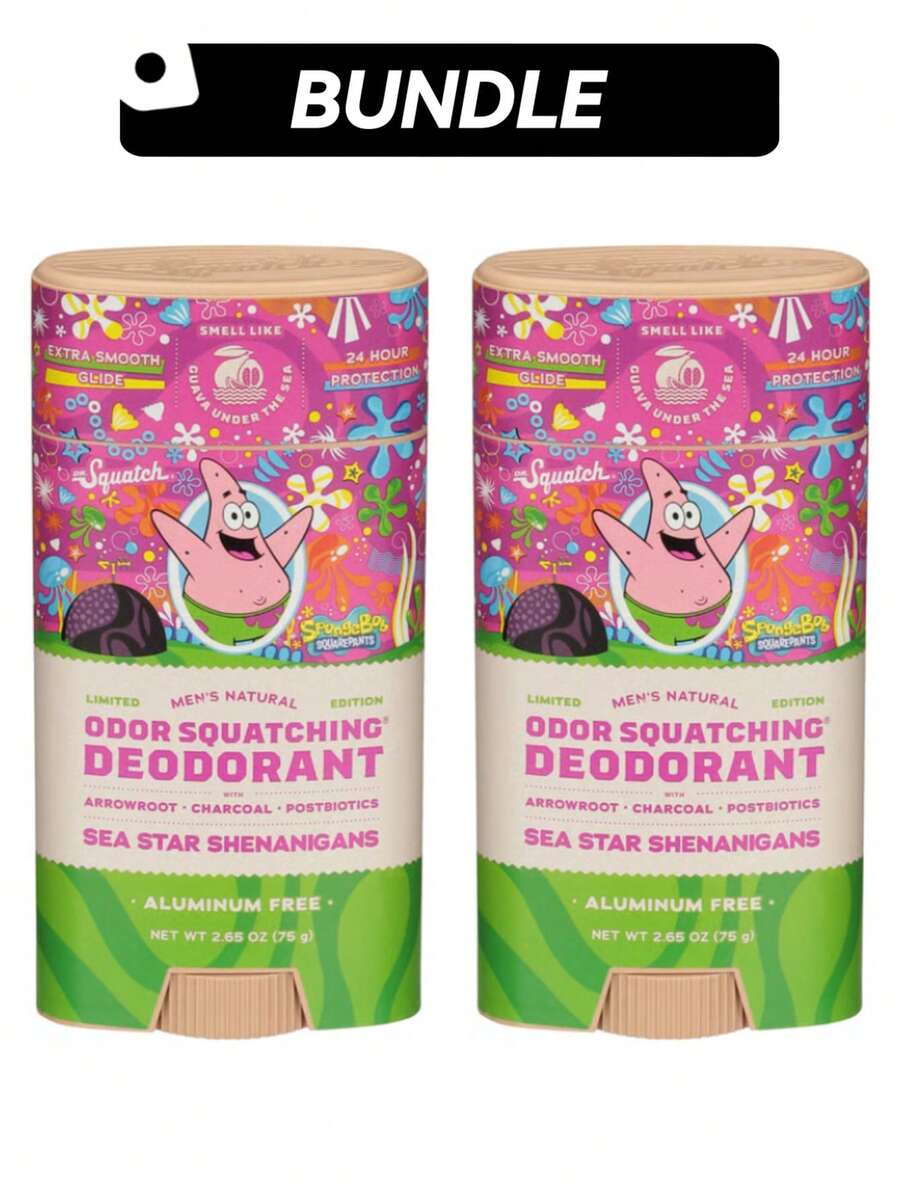 Dr. Squatch [2 Paquetes] Desodorante natural para hombres (edición limitada) Sea Star Shenanigans 2.65oz/75g*2 - Múltiples aromas - Ver 1